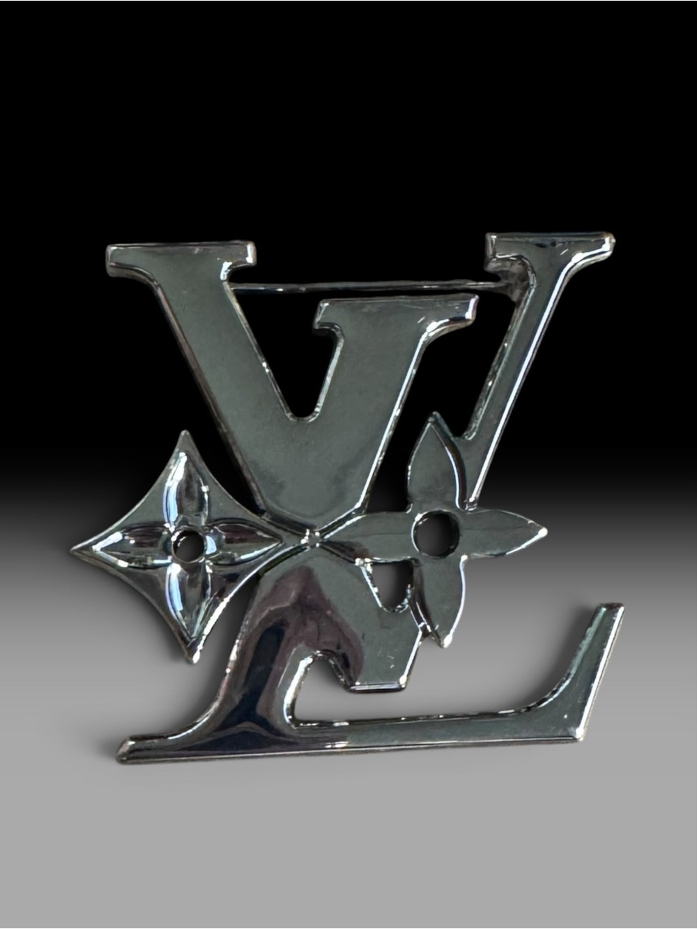 Silver-Tone Monogram Brooch Pin